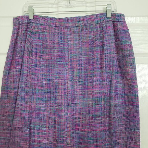 Vintage Vinci Clothiers Silk Set Womens Size 14 Jacket Midi Skirt Purple Career - Picture 13 of 16